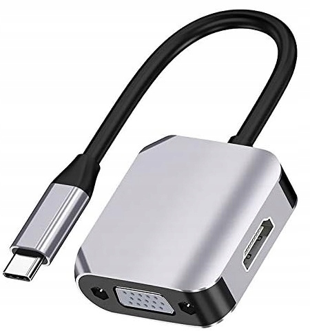 Adapter HUB USB C przejściówka adapter HDMI VGA